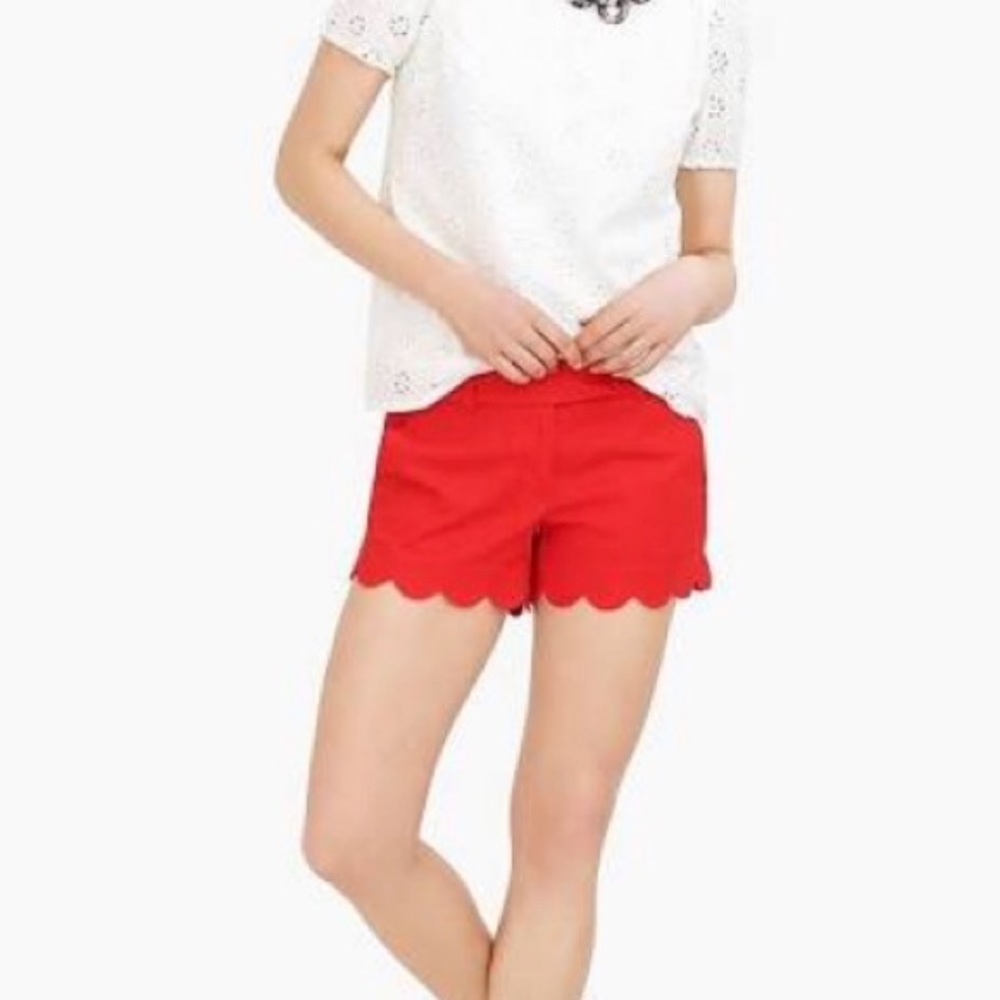 BARELY WORN jcrew red scalloped short